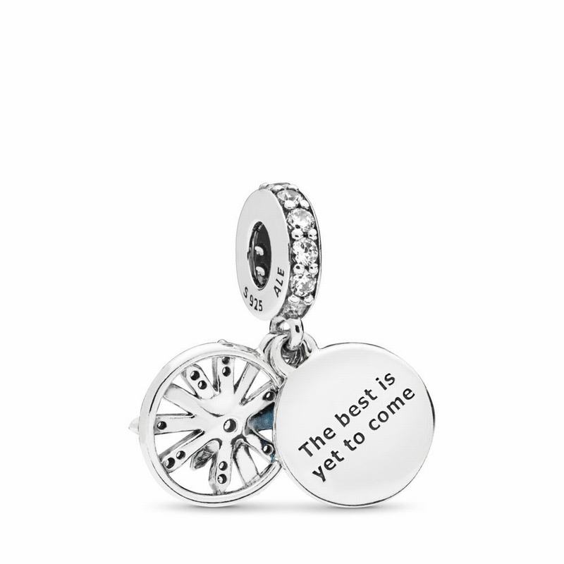 Pandora Dazzling Wishes Dangle Charm - Sterling Silver/Enamel/Blue/Cubic Zirconia - Canada | ZH4629Z